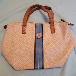 Tommy Hilfiger Shopper Purse Fabric Tan Beige Color